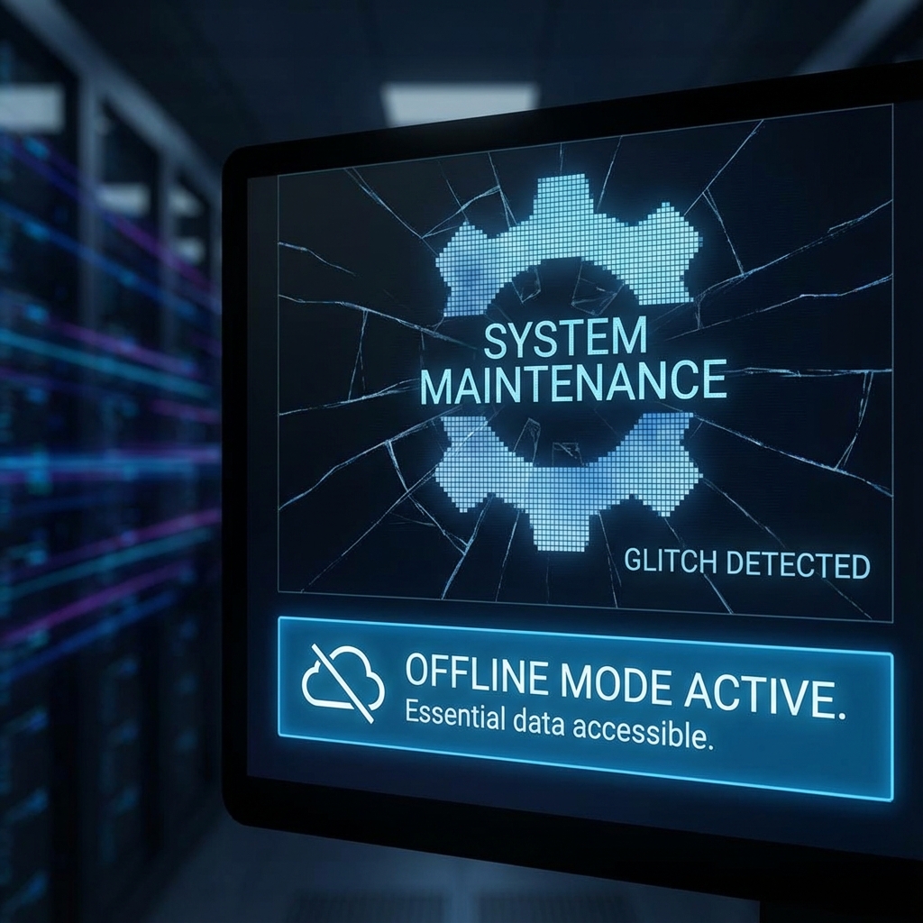 System maintenance screen representing EHR downtime